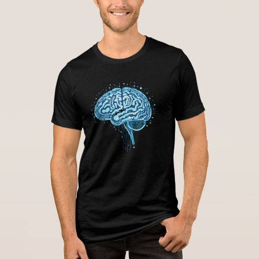 "Futuristic Circuit Brain – Minimalist Tech & AI T Tri-Blend Shirt (Voorkant)