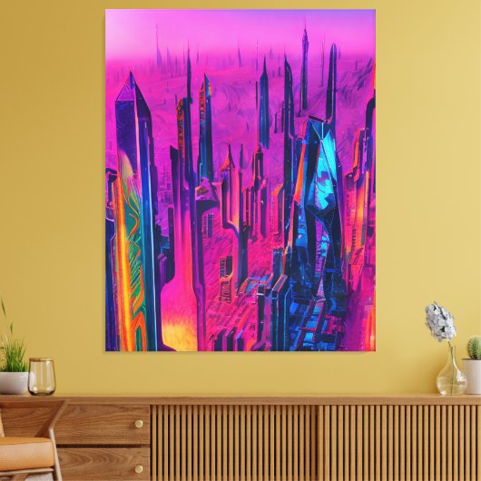 Futuristic City Canvas Print (Insitu (Woonkamer))