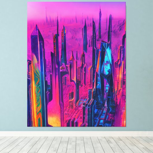 Futuristic City Canvas Print (Insitu (Houten vloer))