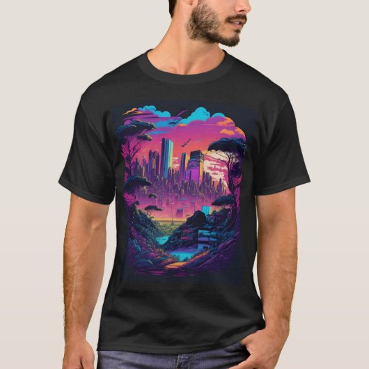 Futuristic City in a Twilight Setting T-shirt (Voorkant)