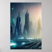 Futuristic City-Poster met digitale kunst #010 Poster (Voorkant)