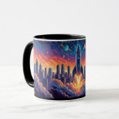 Futuristic City Rocket Launch Sci-Fi Colorful Comb Mok (Voorkant links)