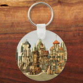 Futuristic City Sci-Fi Sleutelhanger (Voorkant)
