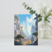 Futuristic City Science Fiction Art Briefkaart (Staand voorkant)