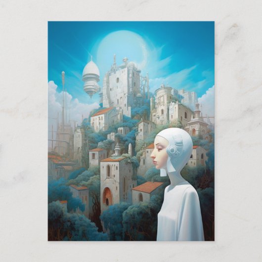 Futuristic City Science Fiction Art Briefkaart (Voorkant)