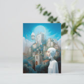 Futuristic City Science Fiction Art Briefkaart (Staand voorkant)