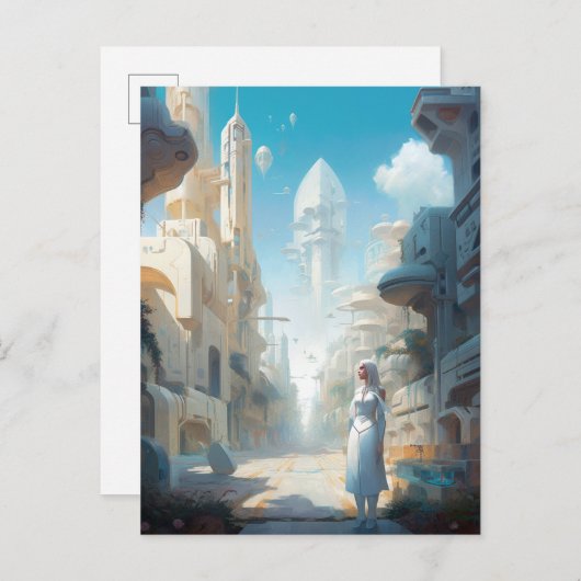 Futuristic City Science Fiction Art Briefkaart (Voorkant / Achterkant)
