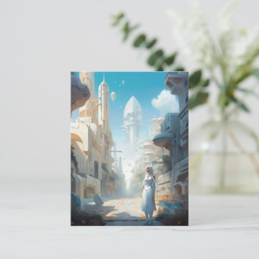 Futuristic City Science Fiction Art Briefkaart (Staand voorkant)