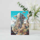 Futuristic City Science Fiction Art Briefkaart (Staand voorkant)