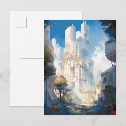 Futuristic City Science Fiction Art Briefkaart (Voorkant / Achterkant)