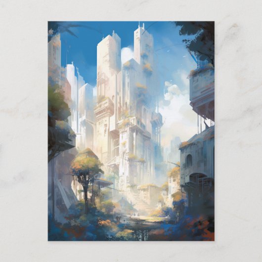 Futuristic City Science Fiction Art Briefkaart (Voorkant)