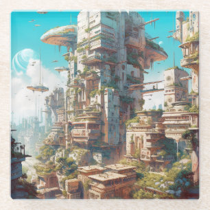 Futuristic City Science Fiction Art Glazen Onderzetter