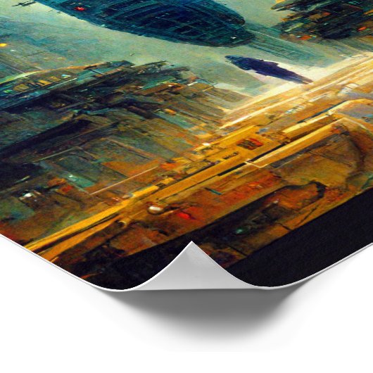 Futuristic City Science Fiction Art Poster (Hoek)