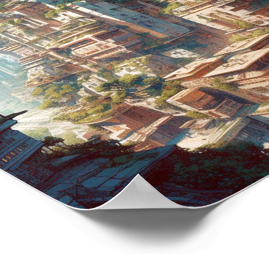 Futuristic City Science Fiction Art Poster (Hoek)