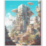 Futuristic City Science Fiction Art Sticker<br><div class="desc">Fantasy art producten van The Lunarium.</div>