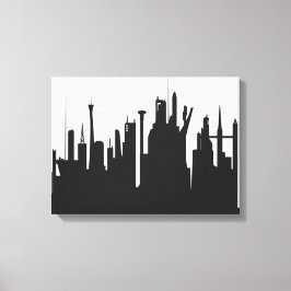 Futuristic City Skyline Canvas Afdruk