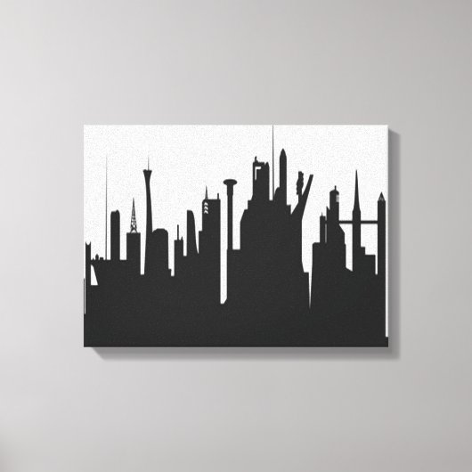 Futuristic City Skyline Canvas Afdruk (Voorkant)