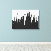 Futuristic City Skyline Canvas Afdruk (Insitu (Houten vloer))