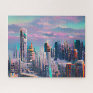 Futuristic City Snowy Winter   Uitdagend hard Legpuzzel