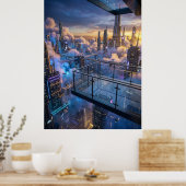 Futuristic City Sunset Wall Art Poster (Keuken)
