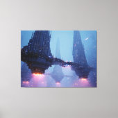 Futuristic Cityscape with Hovering Structures Canvas Afdruk (Voorkant)