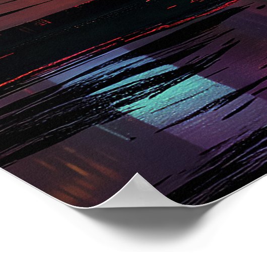 Futuristic Cityscape with Neon Reflections Poster (Hoek)