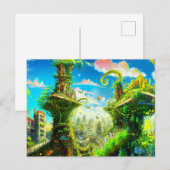 Futuristic Colorful Plant City, door AI gegenereer Briefkaart (Voorkant / Achterkant)