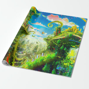 Futuristic Colorful Plant City, door AI gegenereer Cadeaupapier