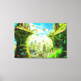 Futuristic Colorful Plant City, door AI gegenereer Canvas Afdruk
