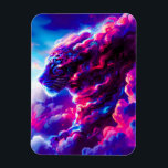 Futuristic Cosmic Neon Leopard Magneet<br><div class="desc">A powerful cosmic leopard emerging from vibrant clouds of neon pink, electric blue, and deep violet.</div>