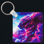 Futuristic Cosmic Neon Leopard Sleutelhanger<br><div class="desc">A powerful cosmic leopard emerging from vibrant clouds of neon pink, electric blue, and deep violet.</div>