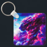 Futuristic Cosmic Neon Leopard Sleutelhanger<br><div class="desc">A powerful cosmic leopard emerging from vibrant clouds of neon pink, electric blue, and deep violet.</div>