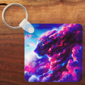 Futuristic Cosmic Neon Leopard  Sleutelhanger (Voorkant)