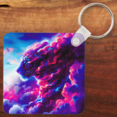 Futuristic Cosmic Neon Leopard  Sleutelhanger (Achterkant)