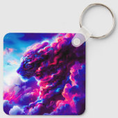 Futuristic Cosmic Neon Leopard  Sleutelhanger (Achterkant)