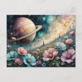 Futuristic Cosmos Flower and Space Briefkaart (Voorkant)
