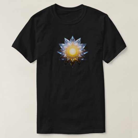 Futuristic Crystal Lotus • Geometric Sci-Fi Energy T-shirt (Design voorkant)