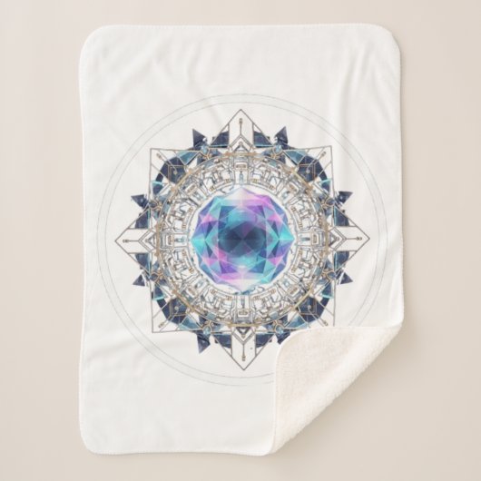 Futuristic Crystal Mandala – Geometric Tech Art Sherpa Deken (Voorkant)