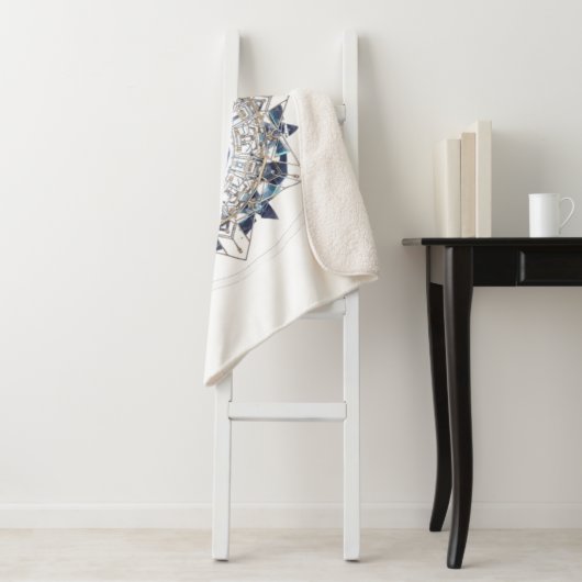 Futuristic Crystal Mandala – Geometric Tech Art Sherpa Deken (In situ)