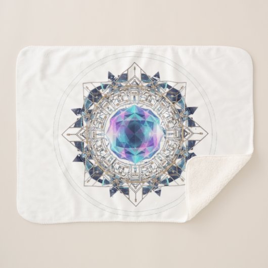 Futuristic Crystal Mandala – Geometric Tech Art Sherpa Deken (Voorkant (horizontaal))