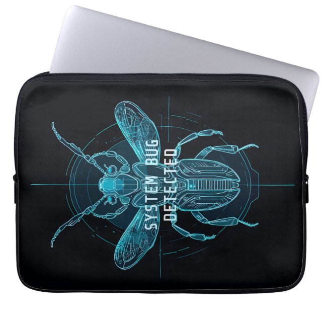 Futuristic Cyber Bug Detected IT Humor Laptop Slee Sleeve (Voorkant)