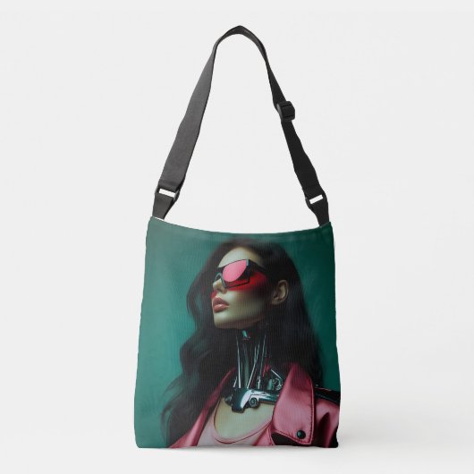 futuristic cybernetic woman crossbody tas (Voorkant)