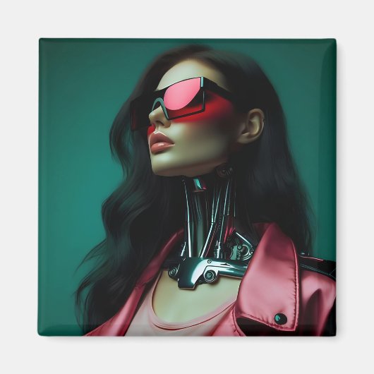 futuristic cybernetic woman magneet (Voorkant)