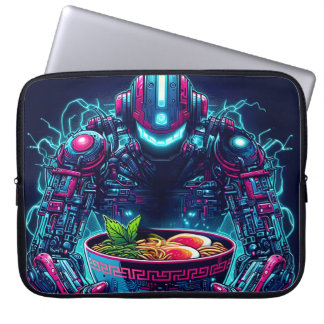 Futuristic Cyberpunk Robot Neon Food Ramen Laptop Sleeve