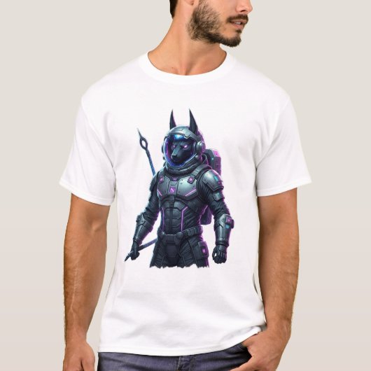 Futuristic Cyberpunk Warrior Sci-Fi Graphic T-Shir T-shirt (Voorkant)