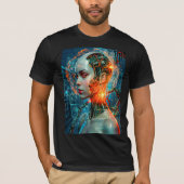 Futuristic Cyborg Neural Network Sci-Fi Tech T-shirt (Voorkant)