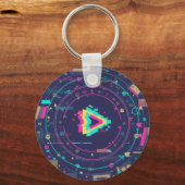 Futuristic Digital Play Button Abstract design  Sleutelhanger (Voorkant)