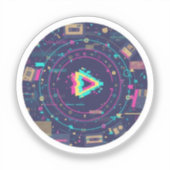 Futuristic Digital Play Button Abstract design  Sticker (Voorkant)