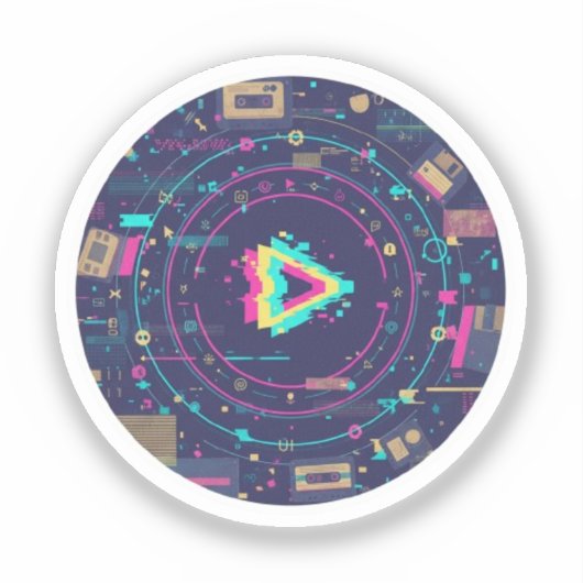Futuristic Digital Play Button Abstract design  Sticker (Voorkant)