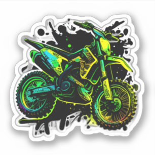 Futuristic Dirt Bike, Neon Motocross Off Road Bike Sticker